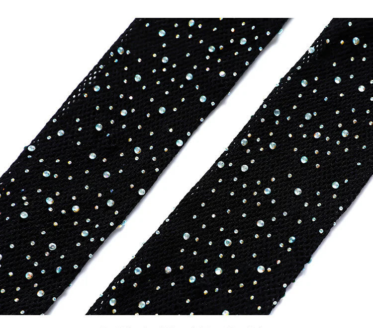 Sparkling Rhinestone Small Mesh Fishnet Stockings