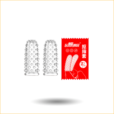 Crystal sleeve with stimulating particles, fingertip sleeve