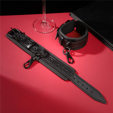 Load image into Gallery viewer, Black Padded Leather Bondage Wrist &amp; Ankle Cuffs