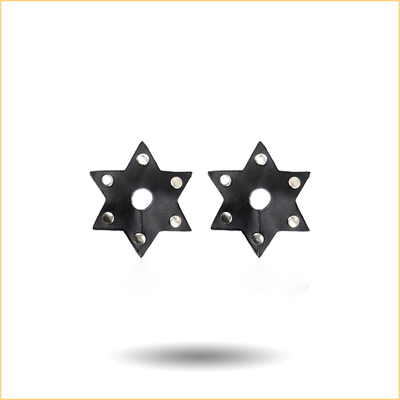 Hexagram genuine leather nipple pasties