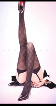 Load image into Gallery viewer, Modern Striped Diamond Grid Suspender Stockings