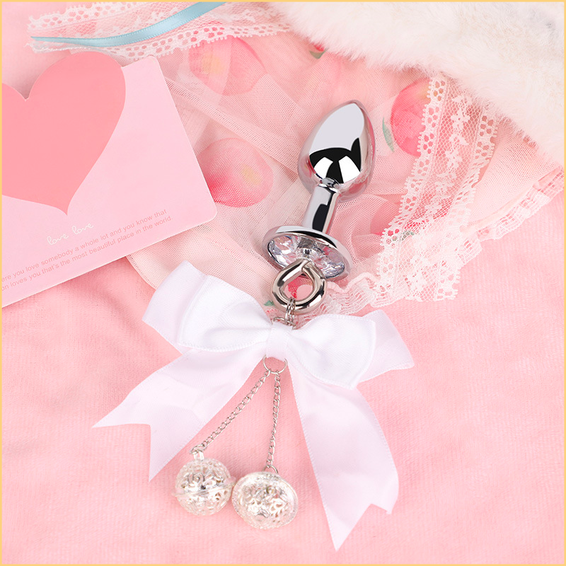 2.8cm Silver Anal Plug with Bow & Bell Charms