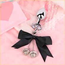 Load image into Gallery viewer, 2.8cm Silver Anal Plug with Bow &amp; Bell Charms