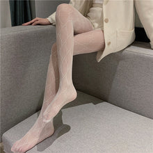 Load image into Gallery viewer, Black and white GUCCI patterned fishnet stockings