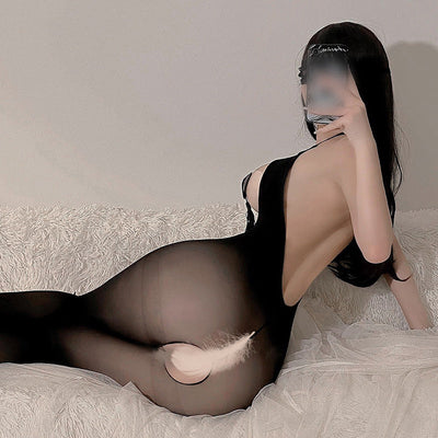 Halter Strap Open Bust Crotchless Bodystocking