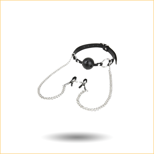 Breathable Ball Gag with Nipple Clamps