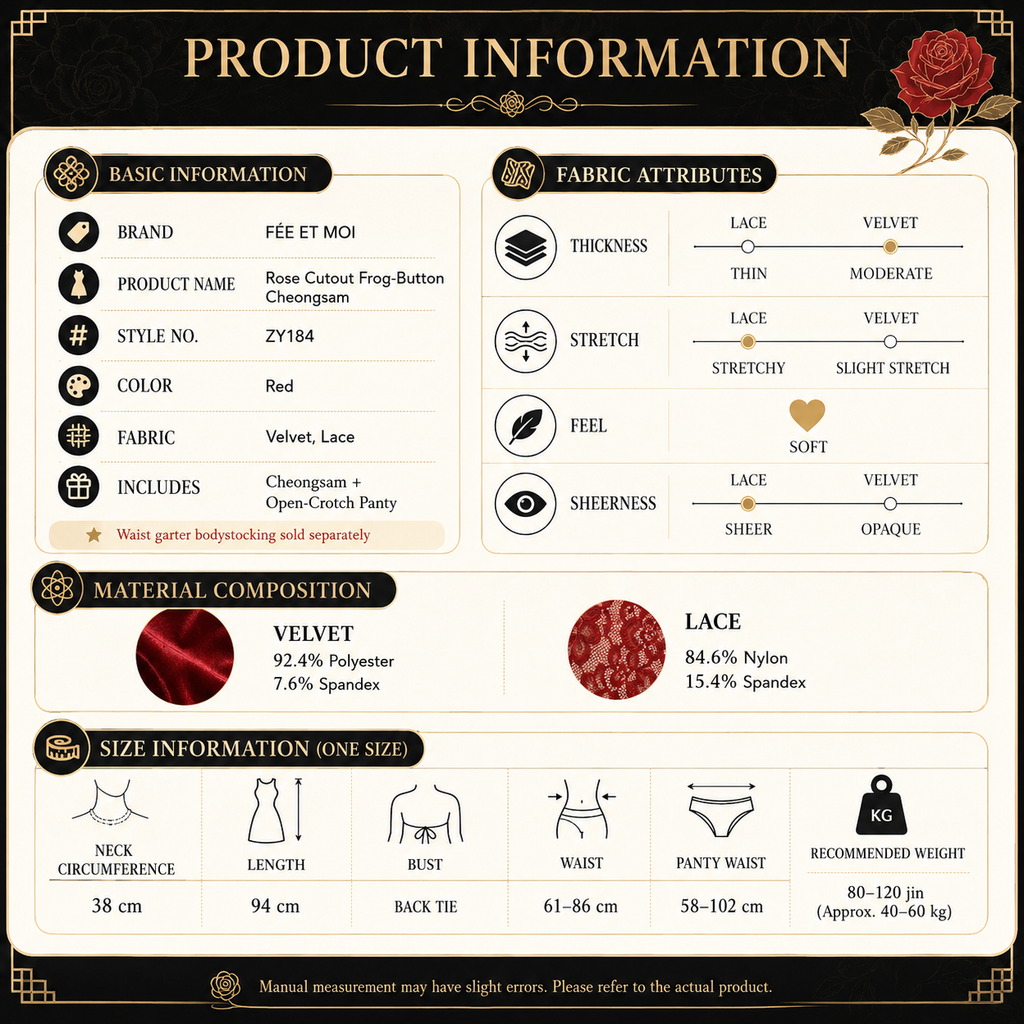 Rose Lace Cutout Cheongsam Dress