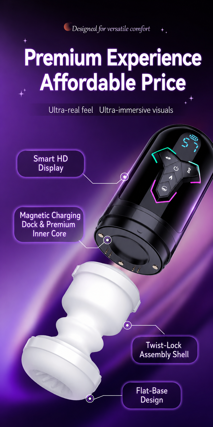 Black Mamba App-Controlled Heated Suction Male Stroker