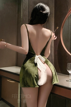 Load image into Gallery viewer, Vintage Oil-Painting Deep V Velvet Lingerie Dress