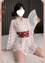 Load image into Gallery viewer, Japanese-Inspired Deep V Lace Kimono Set