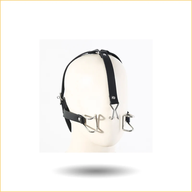 BDSM Head Harness with Metal Mouth Spreader & Nose Hook