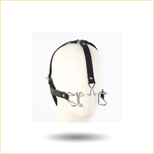 Load image into Gallery viewer, BDSM Head Harness with Metal Mouth Spreader &amp; Nose Hook