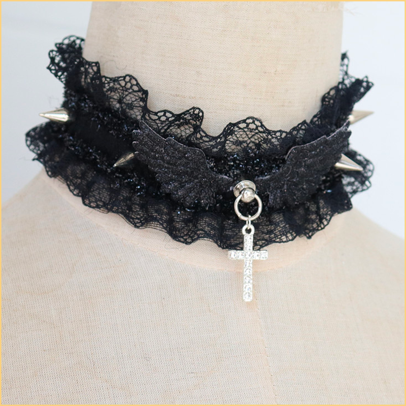 Lace Rivet Leash BDSM Collar