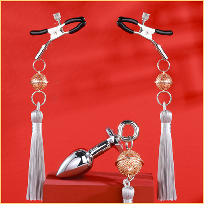 Bell Tassel Nipple Clamps and Butt Plug Set