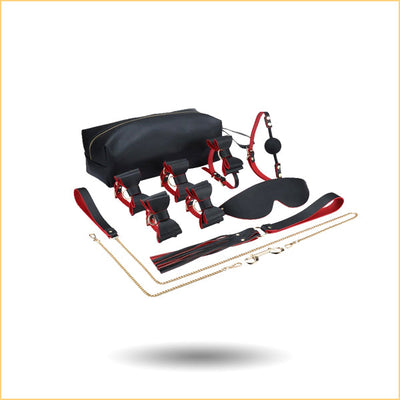 Butterfly Bow Leather Bondage Set with Thigh-High Storage Bag