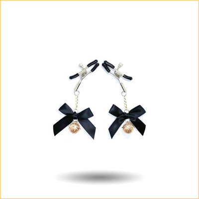 Black Butterfly Bow Bell Nipple Clamps