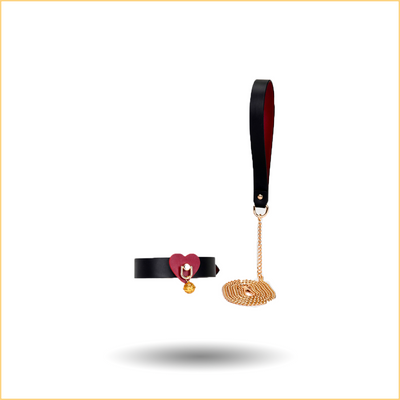 Heart Bell Leather Collar Leash