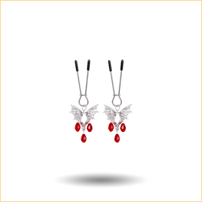 Red Diamond Bat Nipple Clamps